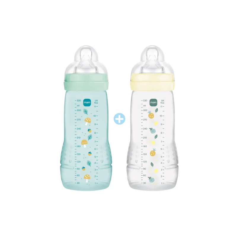 MAM Lot de 2 biberons Easy Active 330ml Ice + Pearl