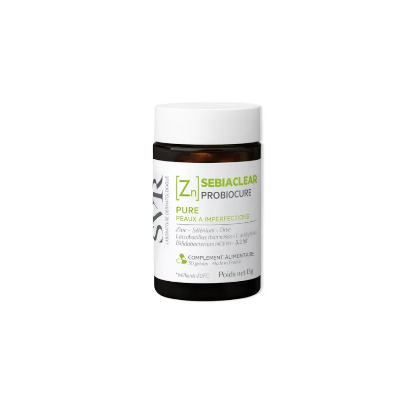 SVR SEBIACLEAR PROBIOCURE [Zn] - Pure Complément Alimentaire - Peaux à Imperfections, 30 Gélules