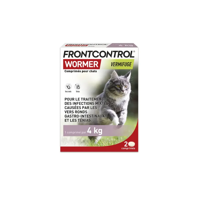 Frontline Frontcontrol Wormer Vermifuge Pour Chat 1 Comprimé par 4kg x2