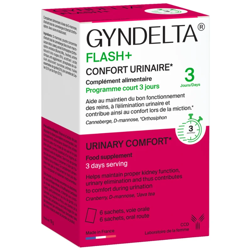 CDD GYNDELTA FLASH+ - Confort Urinaire - 6 Sachets