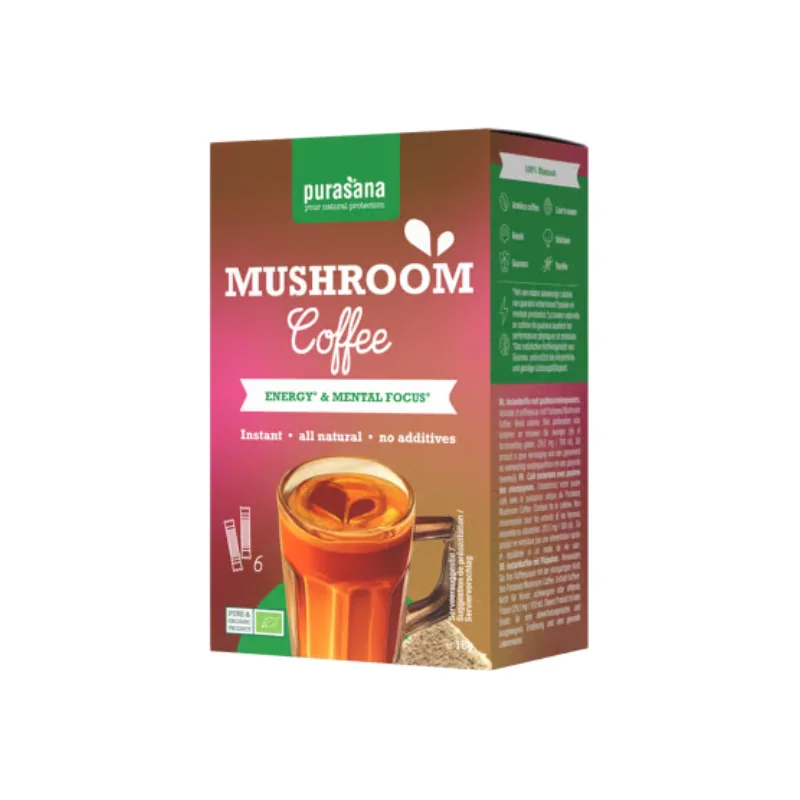 Purasana Mushroom coffee instantané 6 x 3 g (18 g)