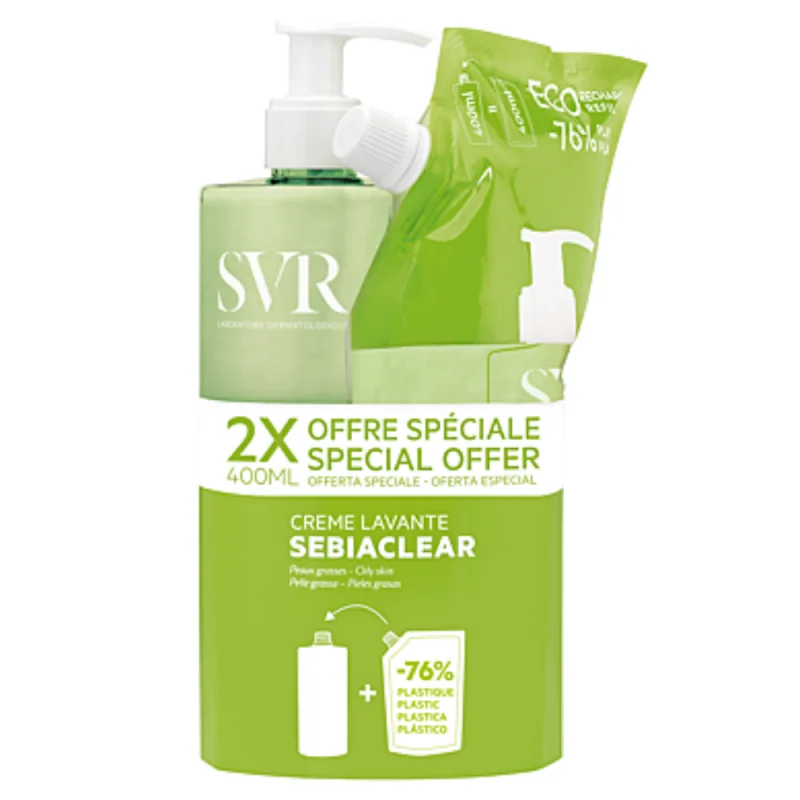 SVR Sebiaclear Crème Lavante 400ml + Recharge 400ml