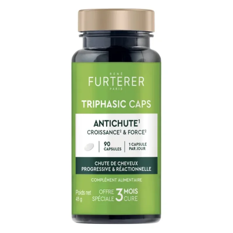 Rene Furterer TRIPHASIC CAPS - Traitement Anti-Chute - Chute de Cheveux Progressive et Réactionnelle, 90 Capsules