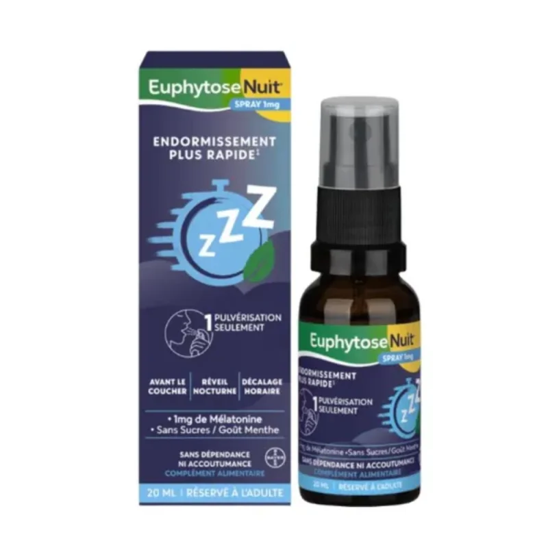 Euphytose Nuit - Endormissement Plus Rapide 1mg, Spray 20ml
