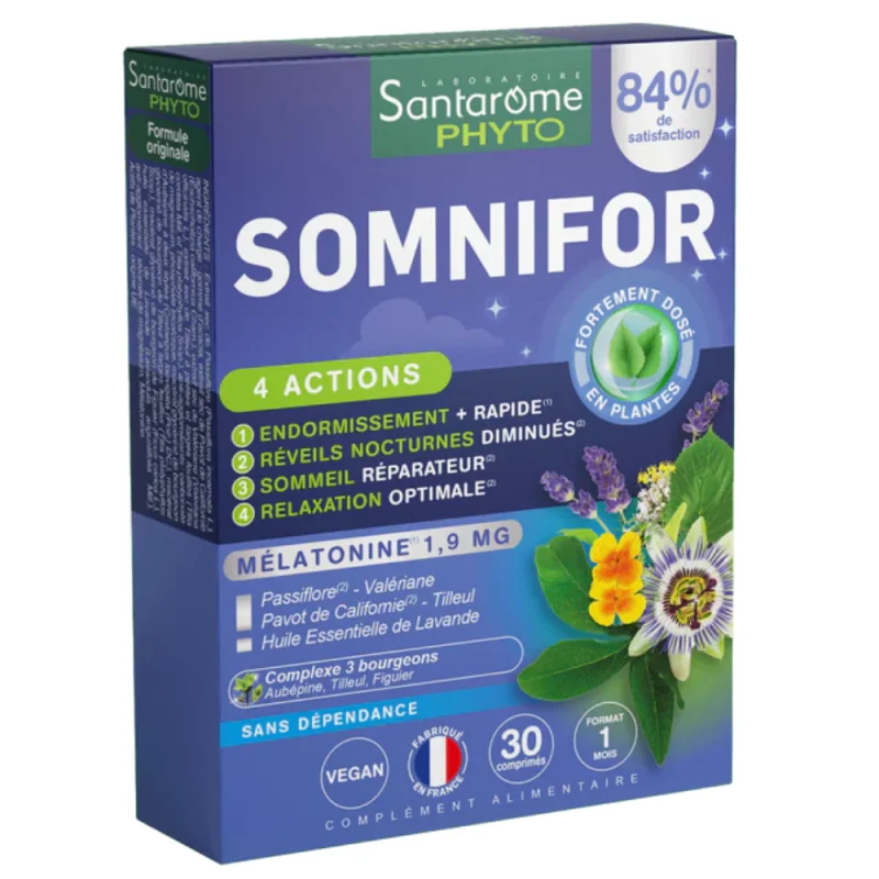 Santarome Somnifor 4 Actions Mélatonine 1.9mg x30 comprimés