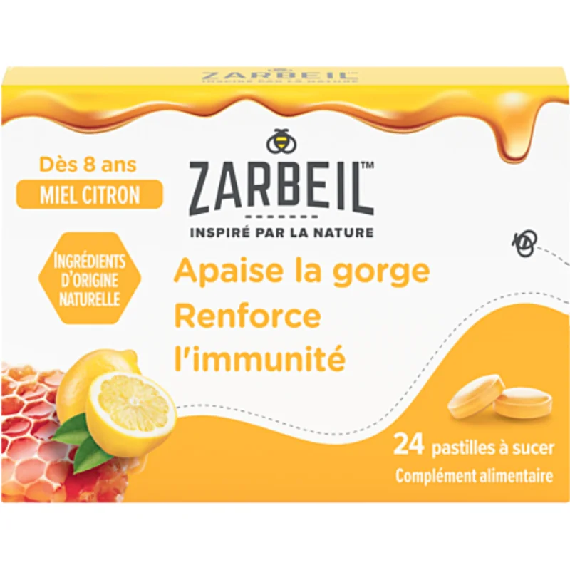Zarbeil Gorge Immunité Miel Citron 24 pastilles
