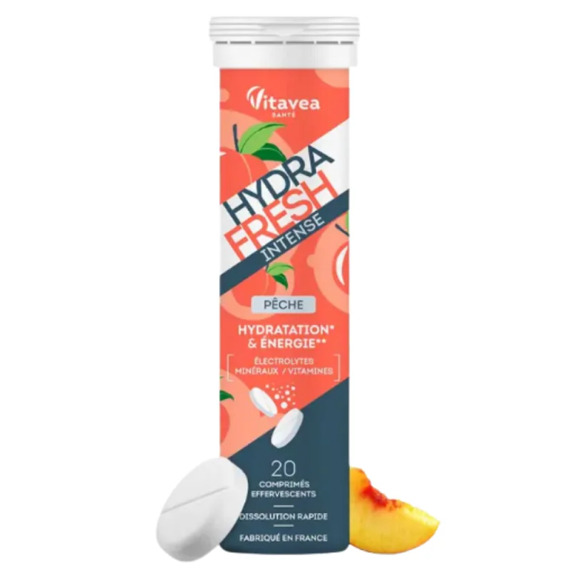 Vitavea HydraFresh Intense Hydratation & Énergie – 20 comprimés effervescents Pêche