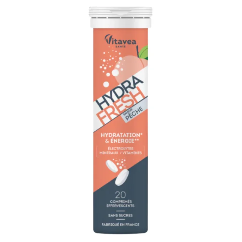 Vitavea HydraFresh  Hydratation & Énergie – 20 comprimés effervescents Pêche