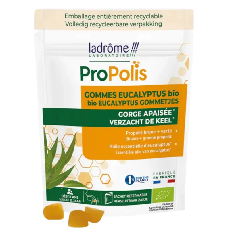 Ladrôme Propolis Gommes Eucalyptus Bio 45 g Sachet Refermable