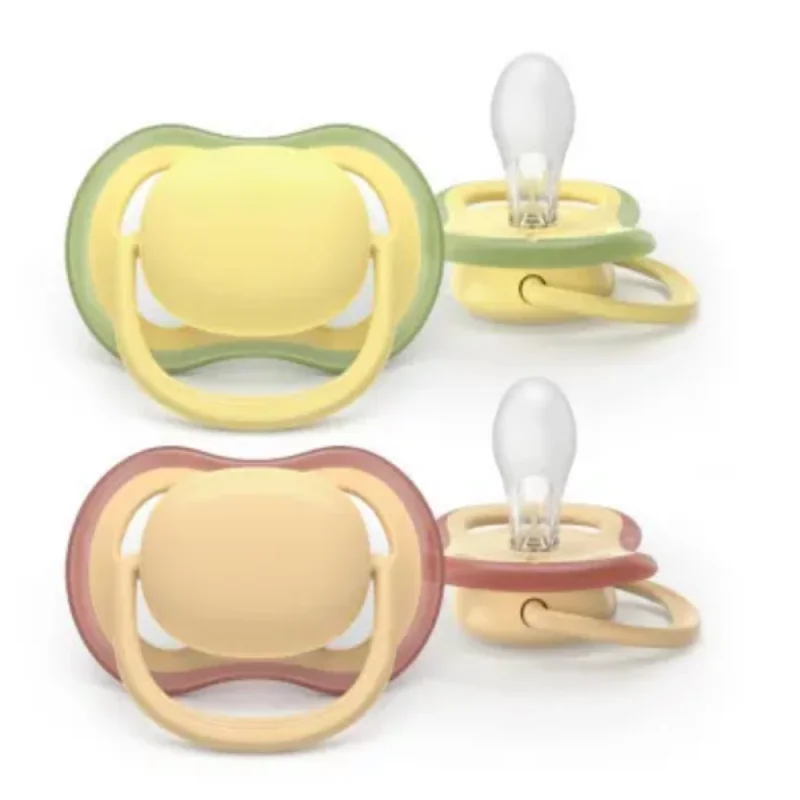 AVENT ULTRA-AIR COULEURS DE LA NATURE - Sucettes Orthodontiques - Mixte Jaune - 0 à 6 Mois, 2 Sucettes