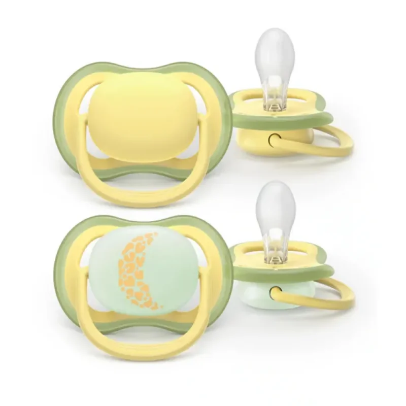 AVENT ULTRA AIR DAY AND NIGHT - Sucettes Orthodontiques - Jaune - 18 Mois et Plus, 2 Sucettes