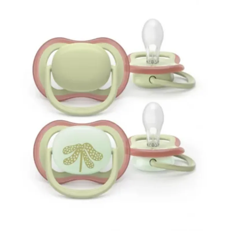 AVENT ULTRA AIR DAY AND NIGHT - Sucettes Orthodontiques - Décor Pastel - De 6 à 18 Mois, 2 Sucettes