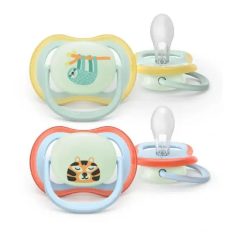 AVENT ULTRA AIR NIGHT - Sucettes Orthodontiques - Décor Jungle - 0 à 6 Mois, 2 Sucettes