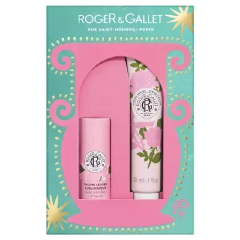 Roger Gallet Coffret de Noël Rose Crème Mains 30 ml + Baume à Lèvres 3,5 gr