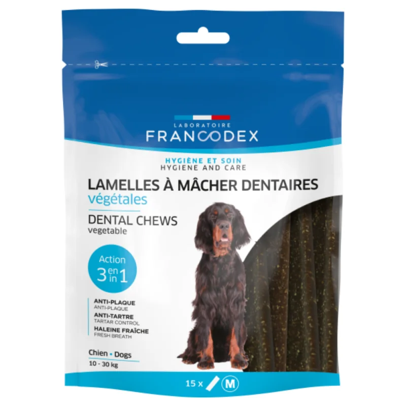 FRANCODEX Lamelles dentaires à mâcher pour chien Action 3 en 1 - 350g