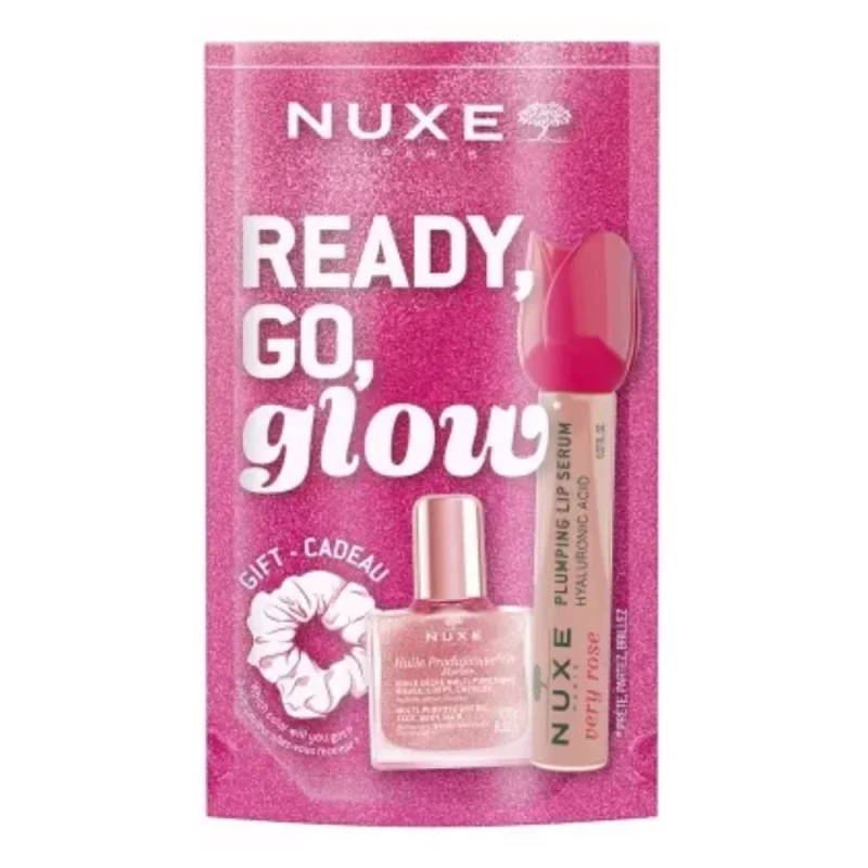 Nuxe Very rose Sérum Lèvres Repulpant 8 ml + Huile Prodigieuse Or Florale 10 ml + un Chouchou Offert
