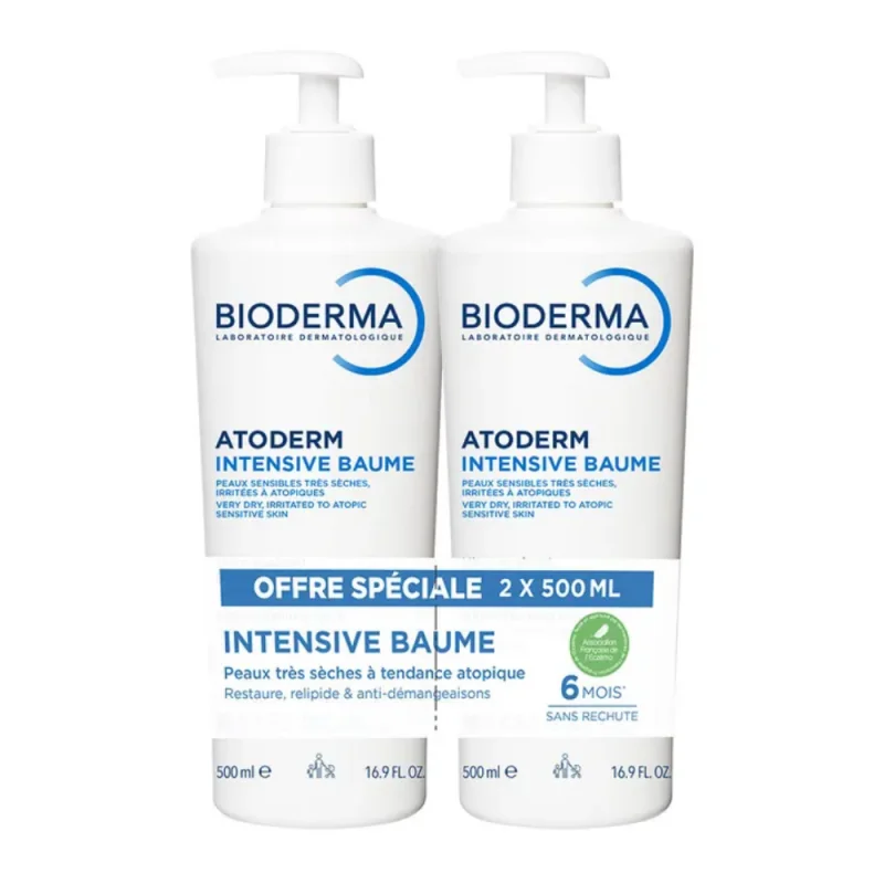 Bioderma Atoderm Intensive Baume Hydratant Visage et Corps Peaux Très Sèches 2x500ml