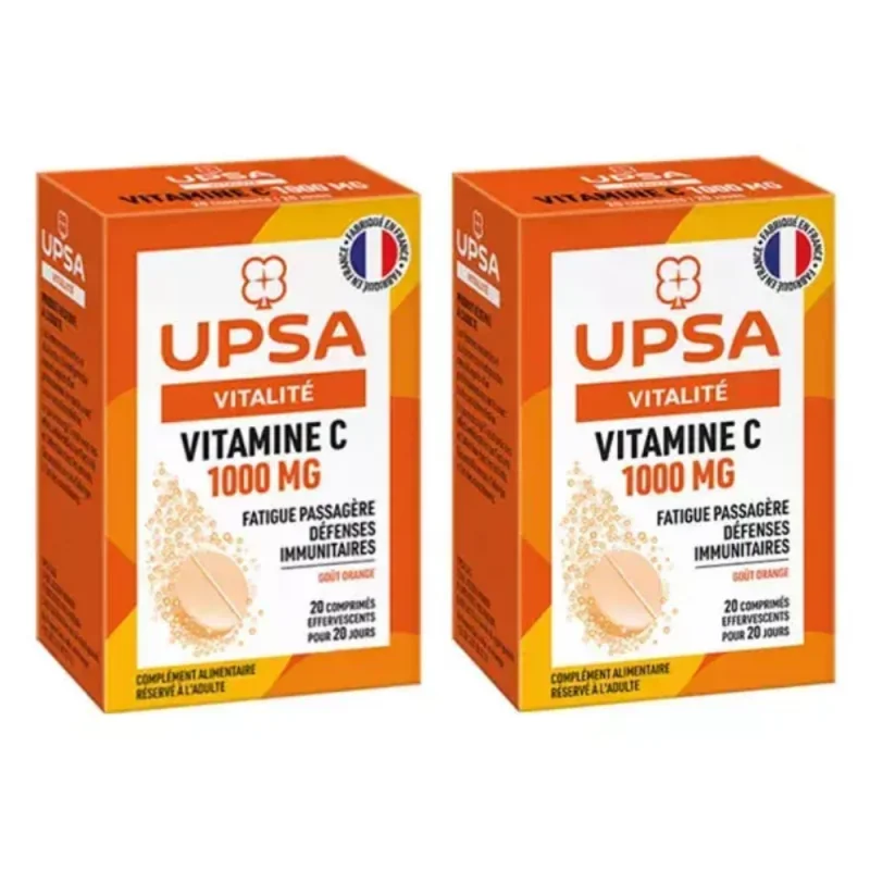 UPSA VITALITÉ - Vitamine C 1000mg - Adultes, 2x20 Comprimés Effervecents