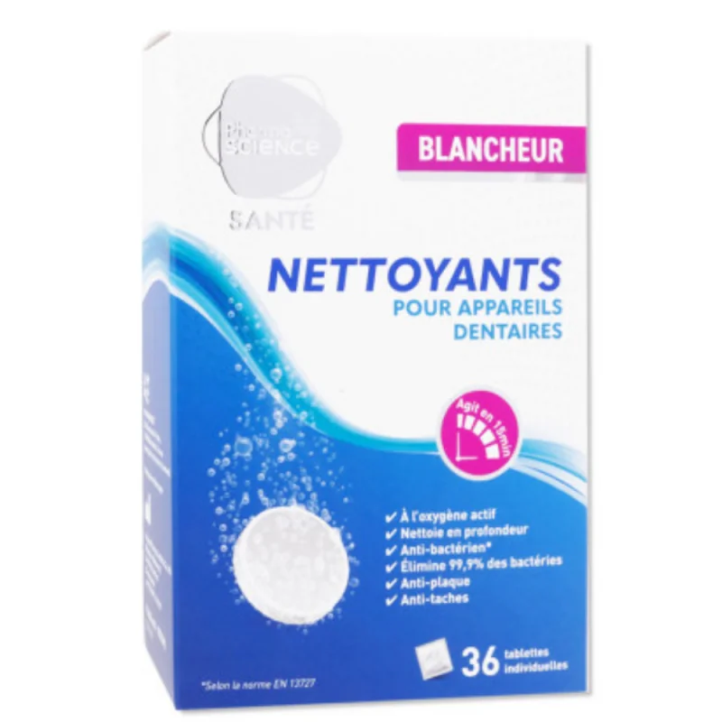Pharmascience nettoyants blancheur pour appareils dentaire 36 tablettes