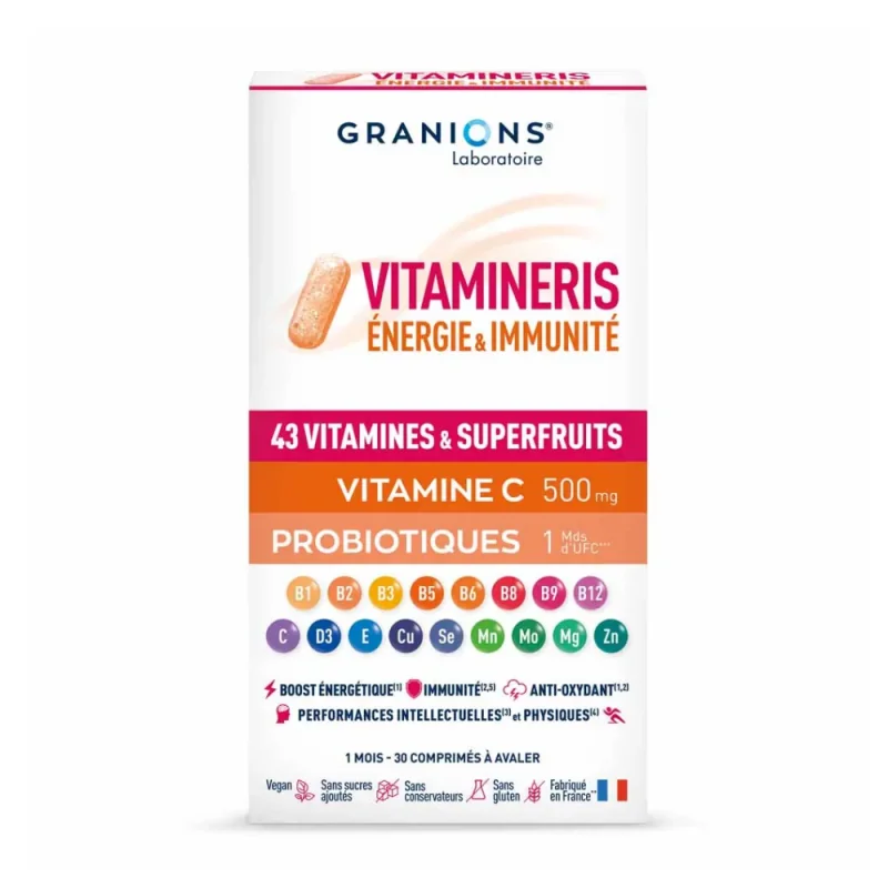 Granions Vitamineris Énergie & Immunité 30 comprimés à avaler
