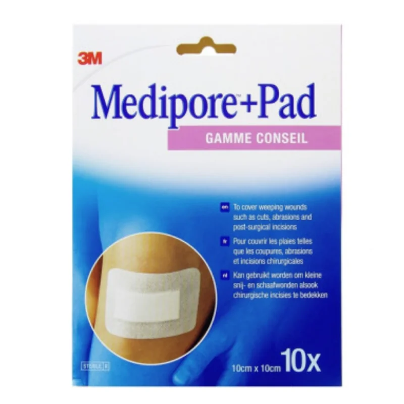 Medipore+ Pad x10 pansements 10cmx10cm 3M